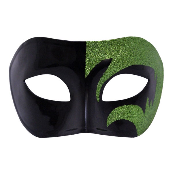 Mystic Venetian Green Glitter Black Masquerade Mask - Prom, Party, Wedding, Mardi Gras, Carnival, Cruise, New Year, Dance, Costume Eye Mask