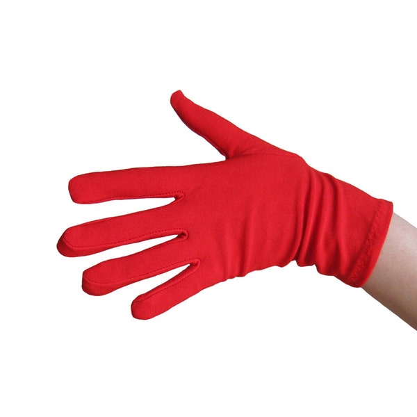 Short Wrist Length Red Costume Gloves - Adults Teens Halloween Superhero, Devil, Vampire, Mrs. Claus, Captain, Cosplay, Dance Prom Polyester