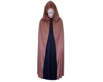 Brown Cloak with Large Hood - Men Women Adult Hooded Cape, Halloween Wizard, Elven, Medieval, Renaissance, Cosplay, Theatrical Costume Party