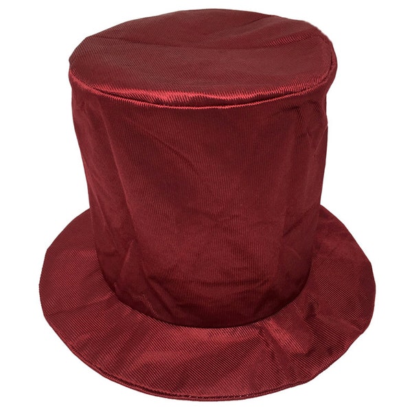 Shiny Burgundy Top Hat - Fun Adult Teens Child Kids Halloween, Costume Party, New Year's Eve, Wedding Photo Prop, Birthday, Party Favor Gift