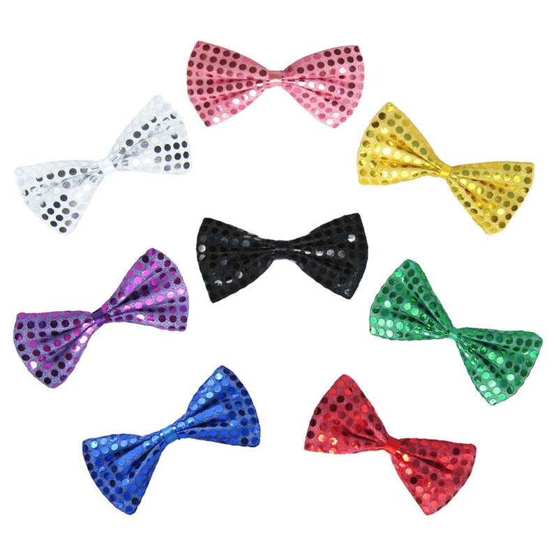 Fun Gift Blue Sequin Bow Tie Cosplay Halloween Adult Child Kids Bulk Cute Shiny BowTies Party Favor Dance New Year/'s Eve Costume