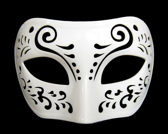 Dream Tale Venetian White Masquerade Mask - Prom, Costume Party, Wedding, Mardi Gras, Carnival, New Year's Eve, Dance, Men Women Eye Mask