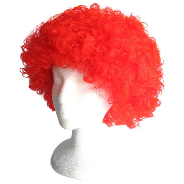 Economy Red Afro Wig - Fun Adult Teens Child Kids Halloween, Cosplay, Costume Party, Dress Up, Birthday, Carnival, Parade, Photo Prop, Gift