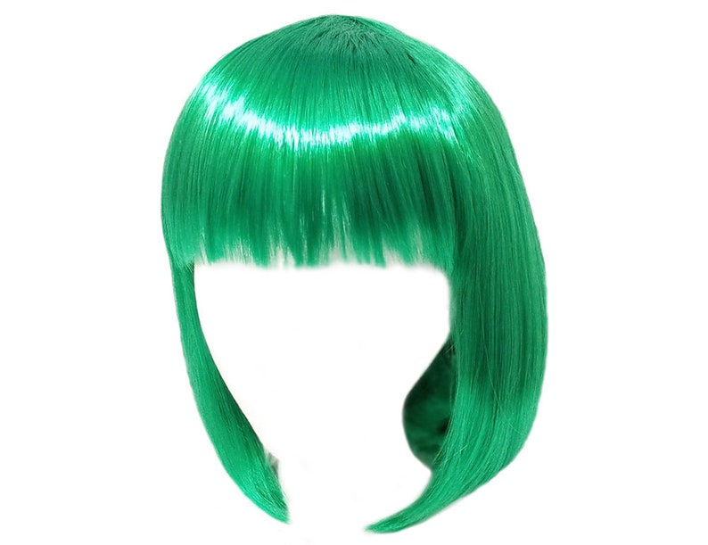 Economy Short Green Bob Wig with Bangs - Fun Adult Teens Halloween, Costume Party, Cosplay, St. Patrick's Day, Photo Prop, Birthday, Gift 