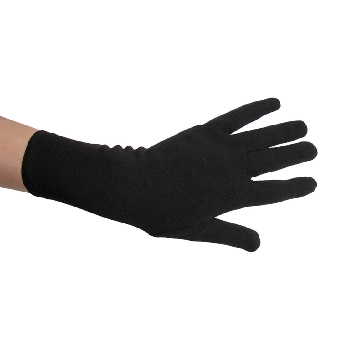 Short Wrist Length Black Costume Gloves Adult Teen Halloween Superhero