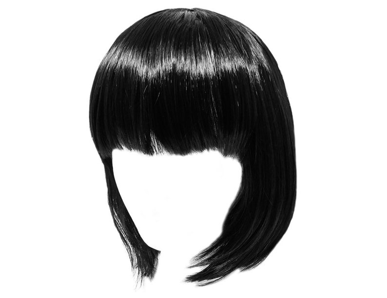 Photo Prop Costume Party Cosplay Economy Short Black Bob Wig with Bangs Birthday Fun Adult Teens Halloween Gift Dress Up Dance Show