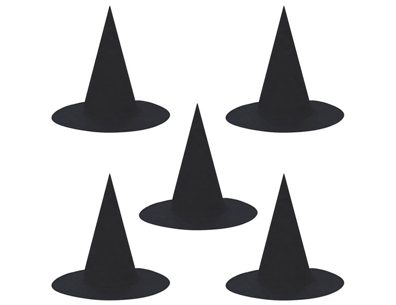 Pack of 5 Gift Adult Black Witch Hats Party Favor - Fun Men Women Teen Bulk Halloween Classic Floating Witch Costume Hats Craft Project