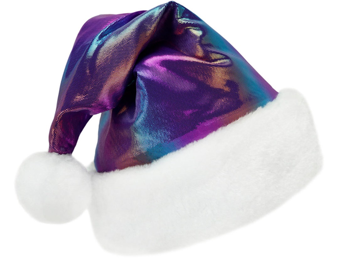 Metallic Rainbow Santa Hat Fun Cute Child Kids Teen Adult Christmas