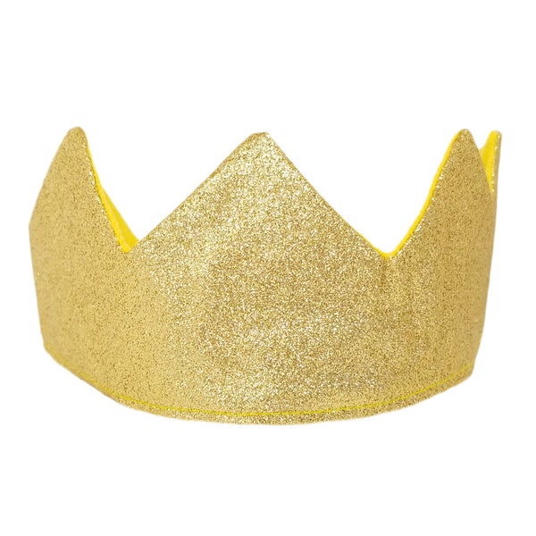 Shiny Gold Glitter Sparkle Crown - Cute Adult Child Kids Halloween Costume, Cosplay Dress Up, Pretend Play, Birthday Party Favor, Photo Prop