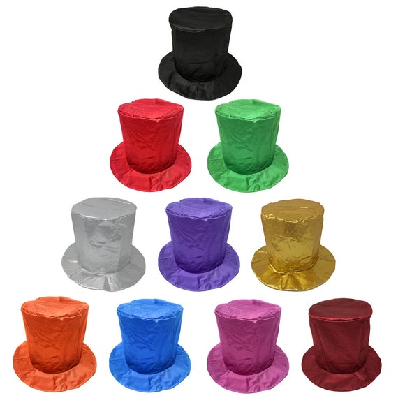 Sombrero de copa de plástico con brillantina negro adulto: Accesorios,y  disfraces originales baratos - Vegaoo