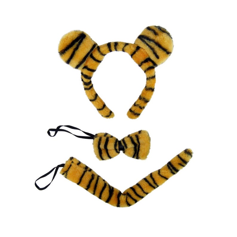 Tiger Ears Headband Tail & Bow Tie Costume Set Adult Child | Etsy