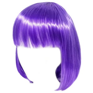 Economy Short Purple Bob Wig with Bangs Fun Adult Teens Halloween Costume Party, Cosplay Mardi Gras, Dance Show, Photo Prop, Birthday Gift image 1