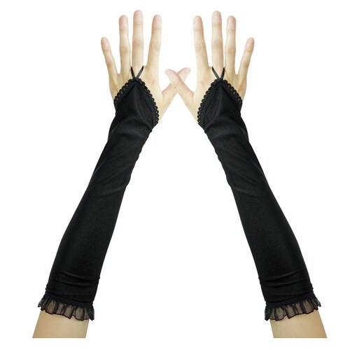 Long Elbow Length Black Spandex 