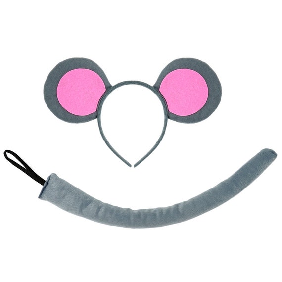 Pink Gray Mouse-a-like Ears Headband & Tail Costume Set Cute | Etsy
