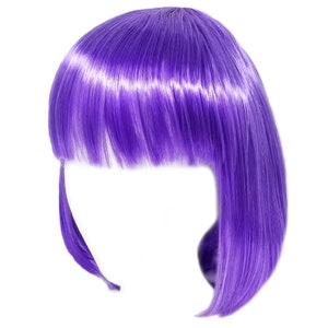 Economy Short Purple Bob Wig with Bangs Fun Adult Teens Halloween Costume Party, Cosplay Mardi Gras, Dance Show, Photo Prop, Birthday Gift image 2