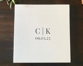 Custom Initial White Wedding Photo Album/Scrapbook Gift with Date: Save the Dates, Wedding Cards, Engagement Photos, & Letters to the Bride
