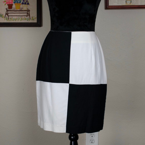 1990s Black and White Checkered Miniskirt