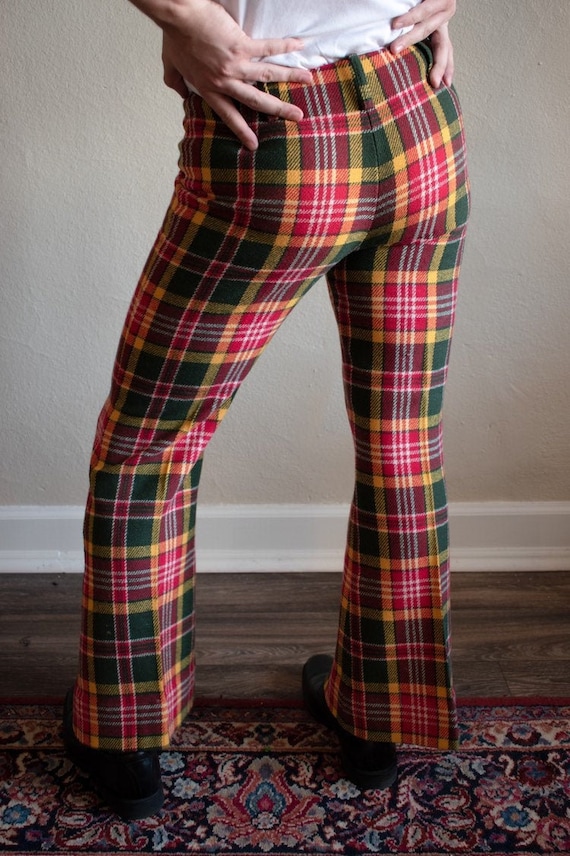1970s Plaid Wool Flare Pants