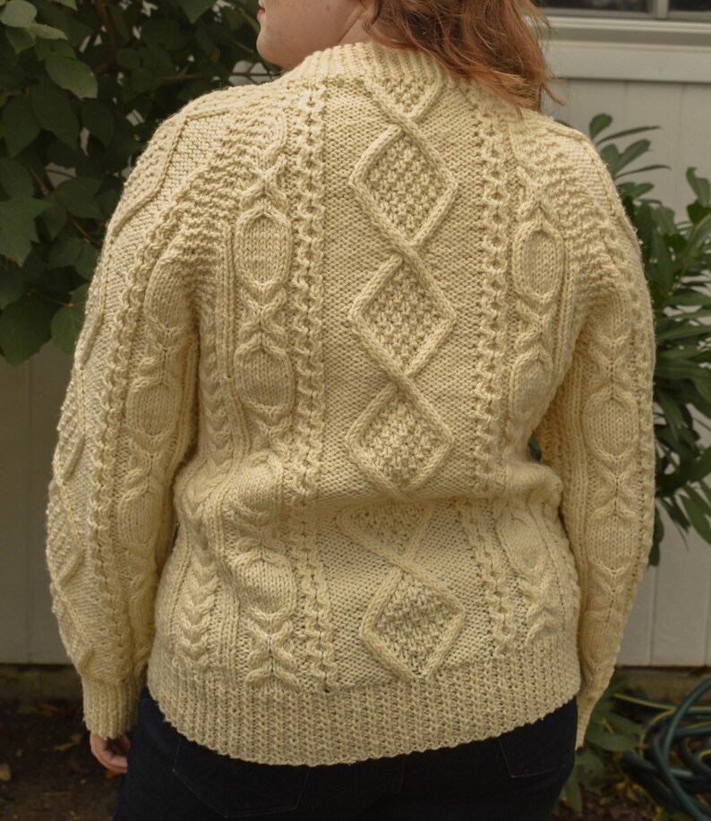 Handmade Cream Colored Irish Cable Knit Sweater Etsy