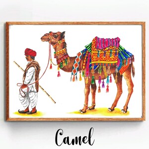 Rajasthani Woman Watercolor Painting: Gujarat Indian Art