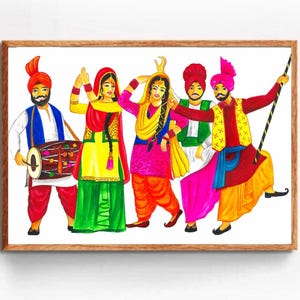Punjabi Wall Art, Punjab Painting, Sikh Wall Art, Punjab Decor, Punjab Home Decor, Punjab Bhangra Painting, Sikh Art Punjab, Punjabi Culture