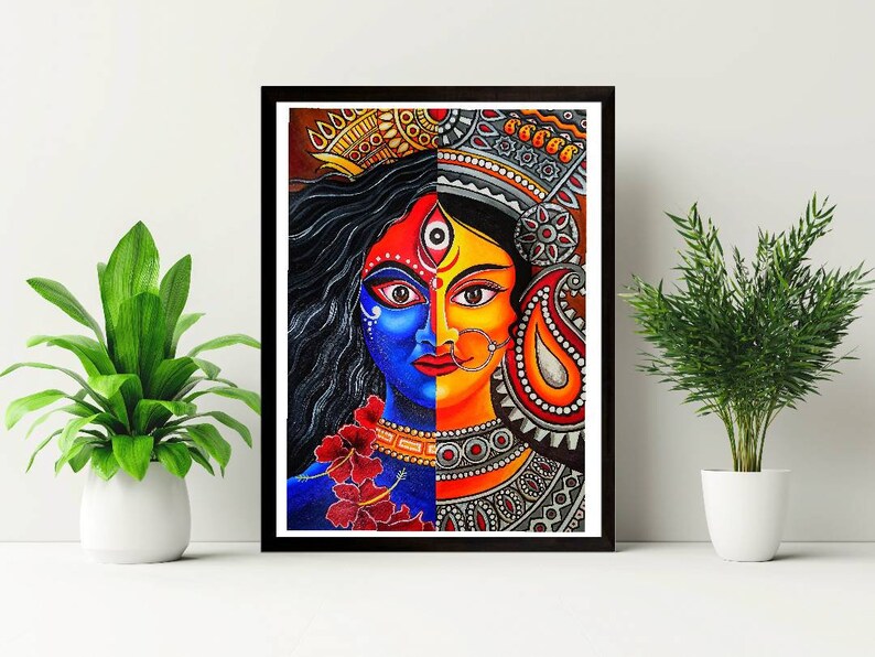 Kali Durga Painting, Bengal Wall Art, Durga Puja, Kolkata Wall Art