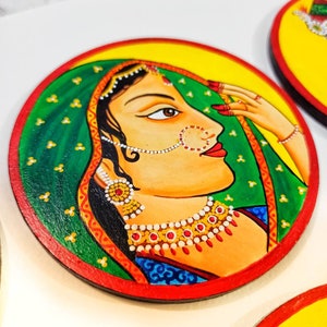 Handmade Rajasthani Coasters, Rajasthani Wall Plates, Desi Indian Coasters, Rajasthani Folk Art, Indian Home Decor, Indian Wall Decor