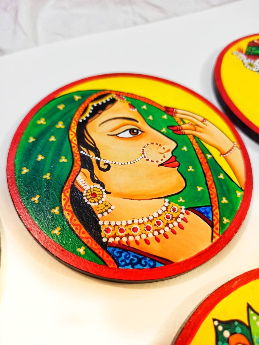 Handmade Decorative Coasters Indian Coasters Rajasthani Folk Etsy