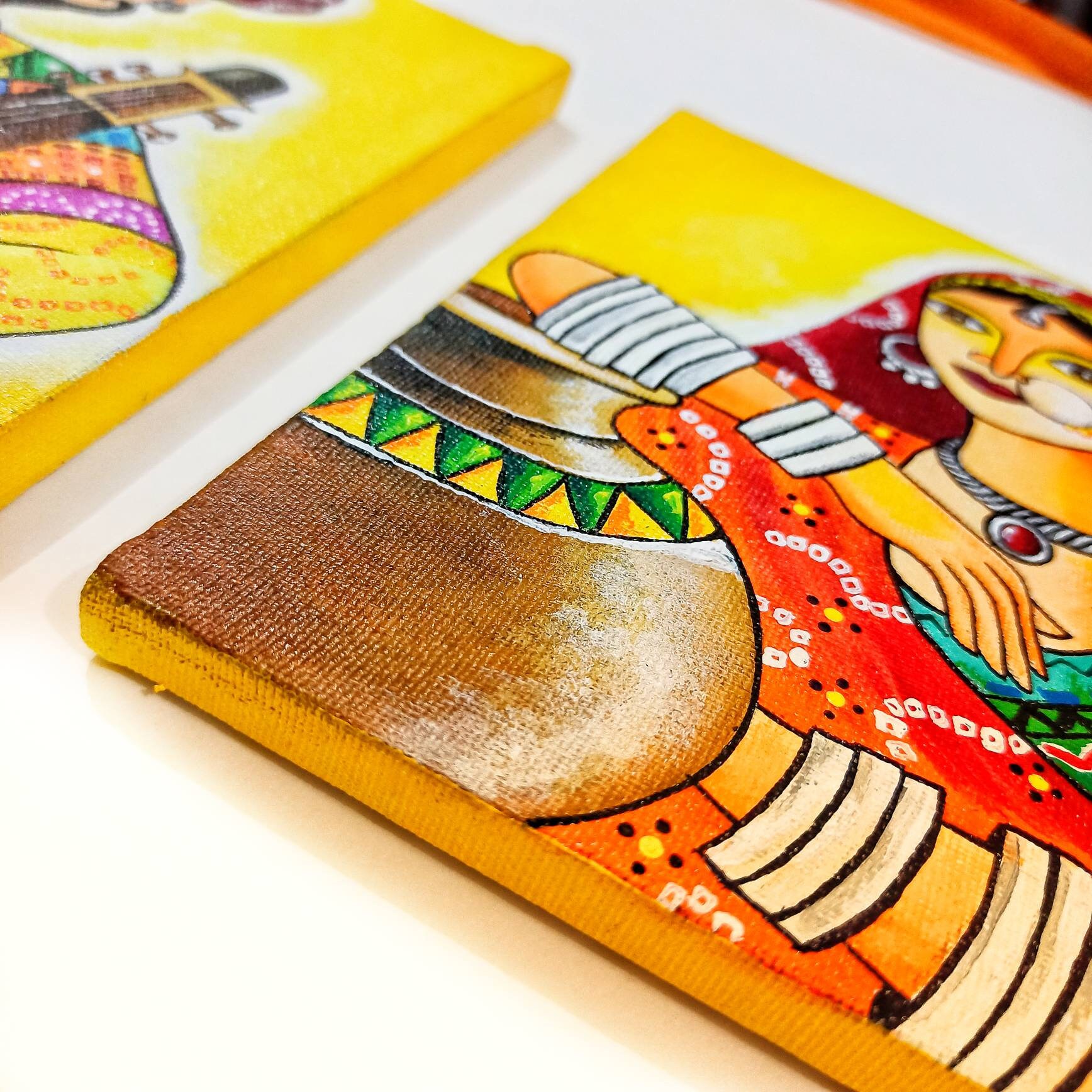 Rajasthani Canvas Painting Rajasthan Wall Decor Gujarati Etsy