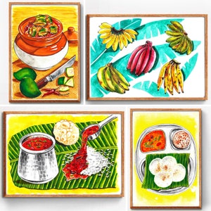 South Indian Food Art, Tamil Watercolor Painting, Kerala Food Painting, Dosa Art,Idli Vada Art, Filter Coffee, Kannada Art, INSTANT DOWNLOAD