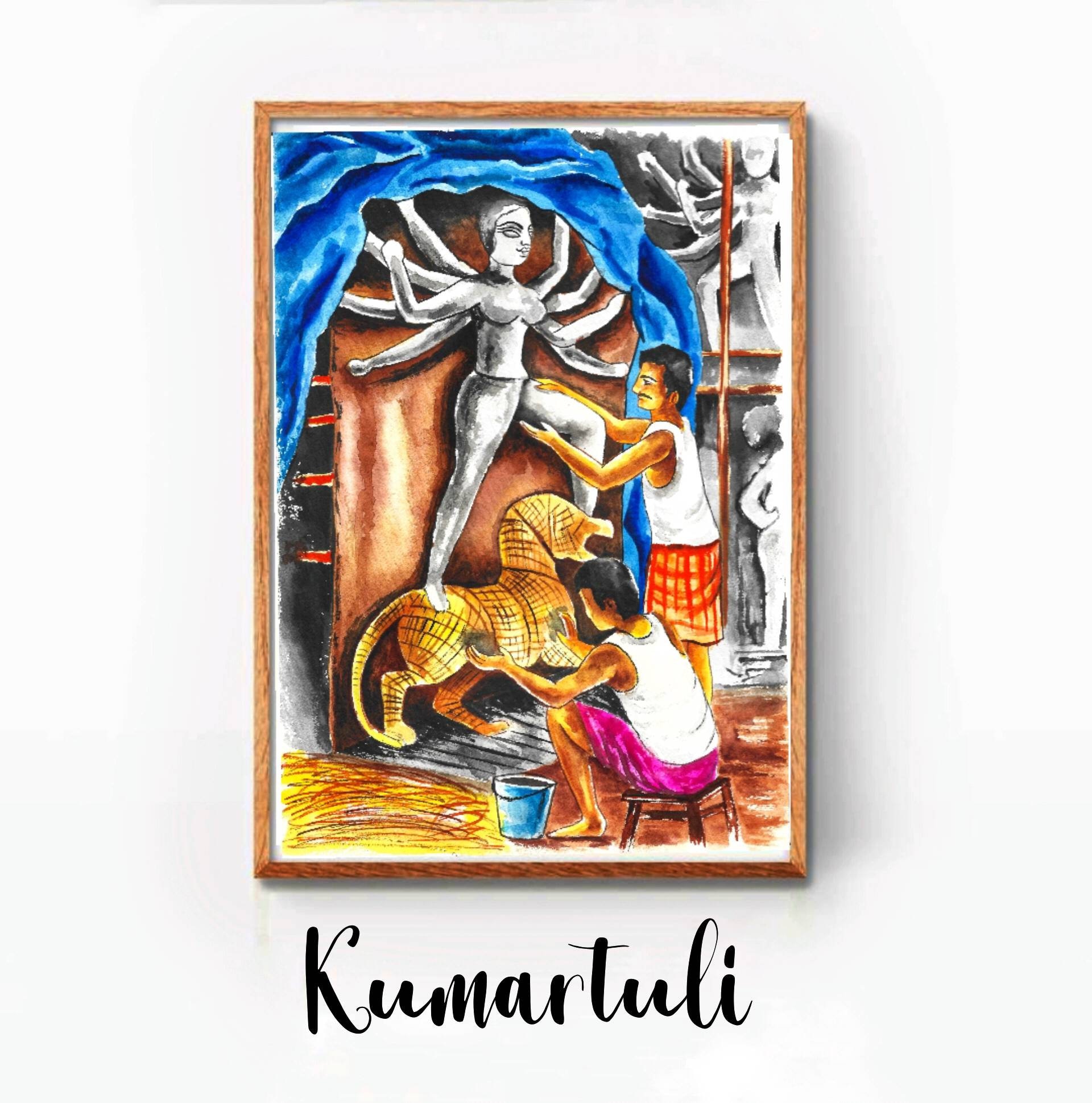 Kolkata Wall Art Kumartuli Shubho Bijoy Kolkata Painting Etsy