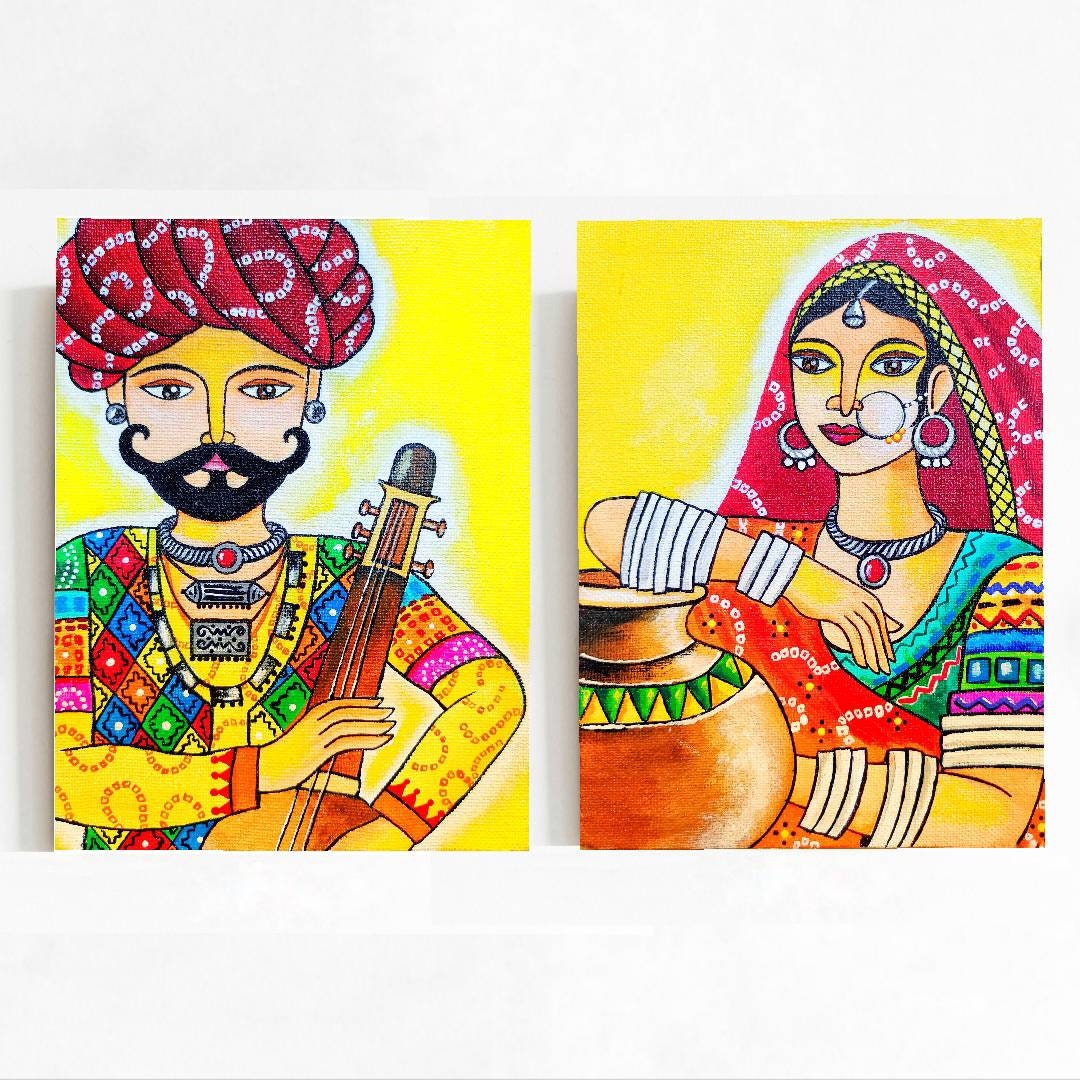 Rajasthani Canvas Painting Rajasthan Wall Decor Gujarati