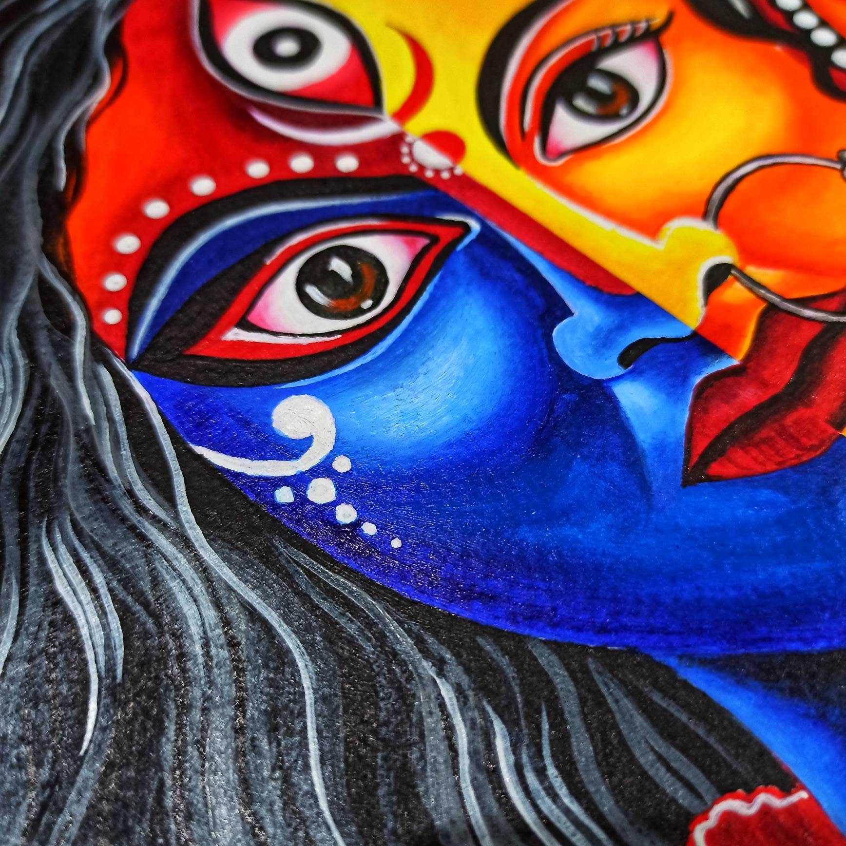 Kali Durga Painting, Bengal Wall Art, Durga Puja, Kolkata Wall Art