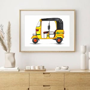 Pintura de acuarela de Chennai Auto: Tamil Nadu, arte del sur de la India