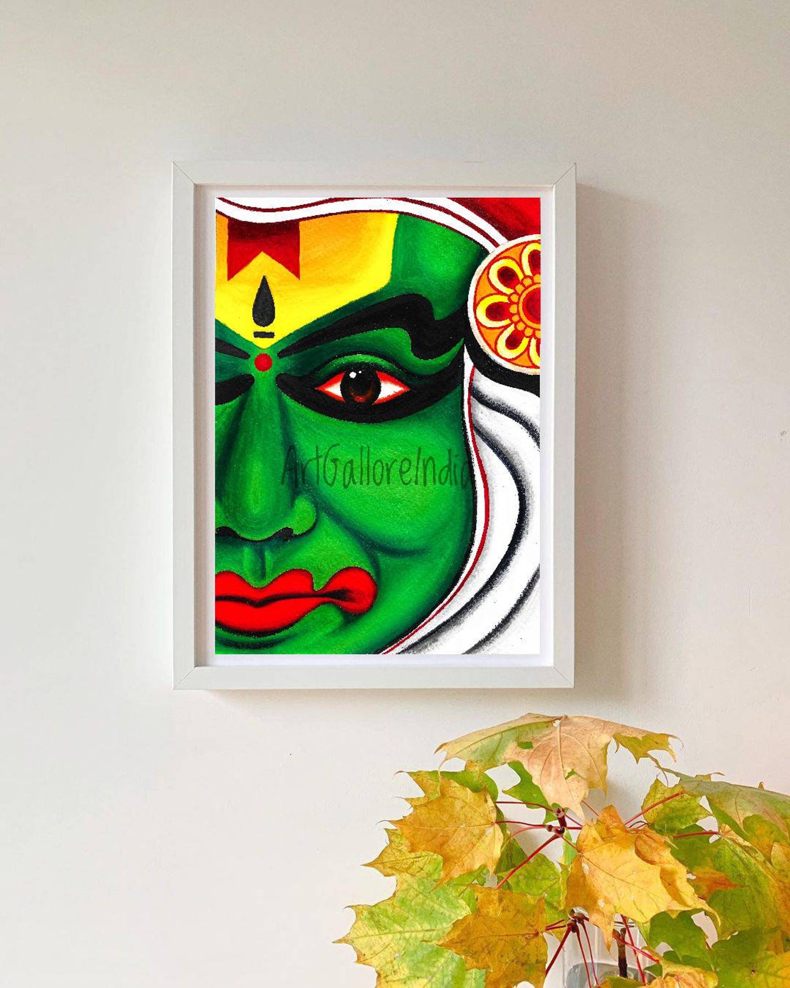 Kathakali Theyyam Painting, South Indian Painting, Malayalam Wall Decor