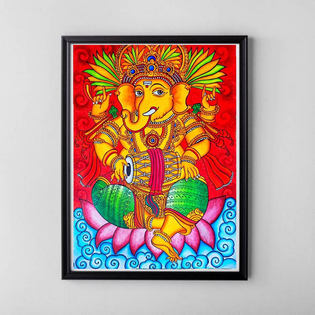 Kerala Mural Painting Ganapathi Mural Painting Kerala Art - Etsy ...