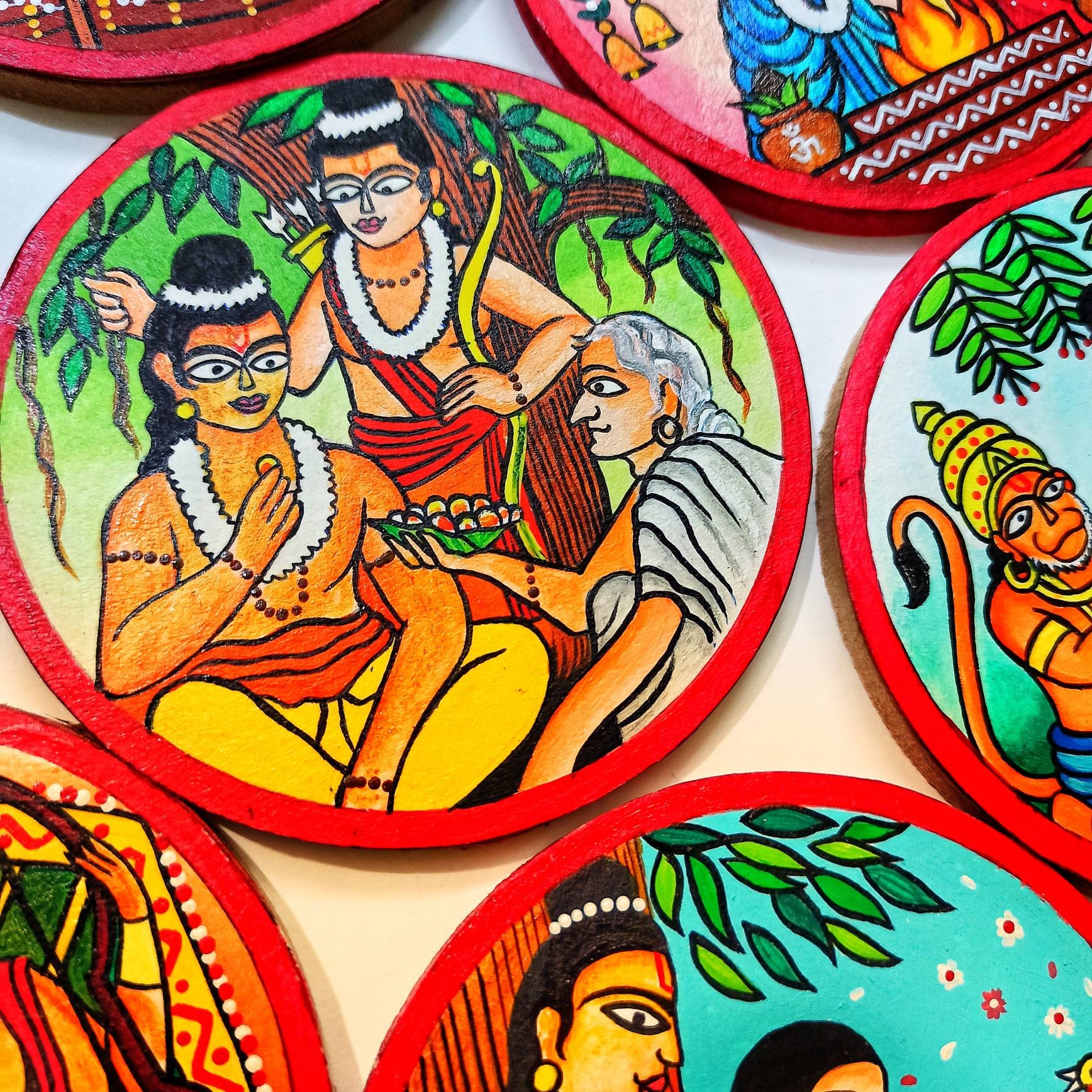Ramayan Theme Art, Decorative Indian Coasters,indian Wall Plates, Hand