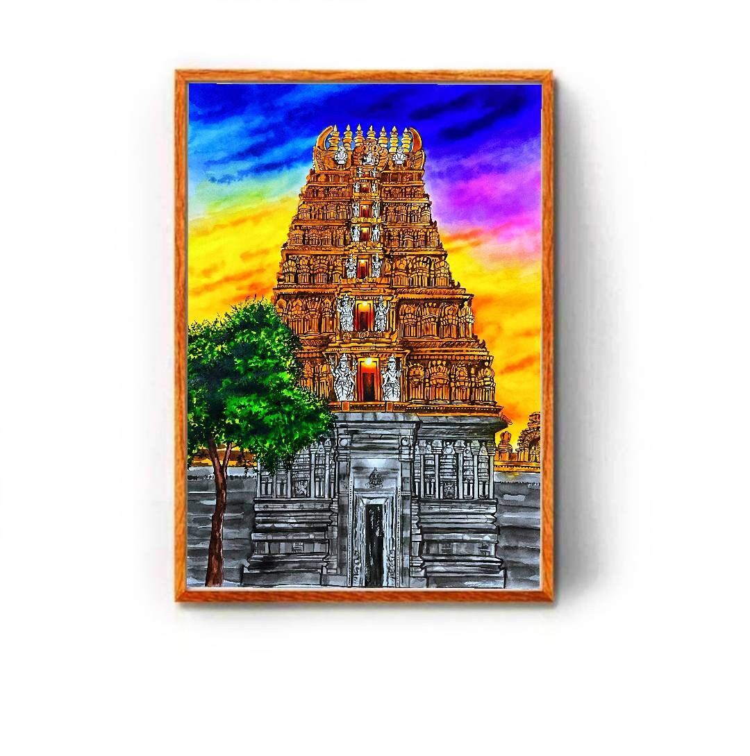 Nanjangud Temple, Tamil Wall Art, Karnataka Wall Art, Tamil Temple