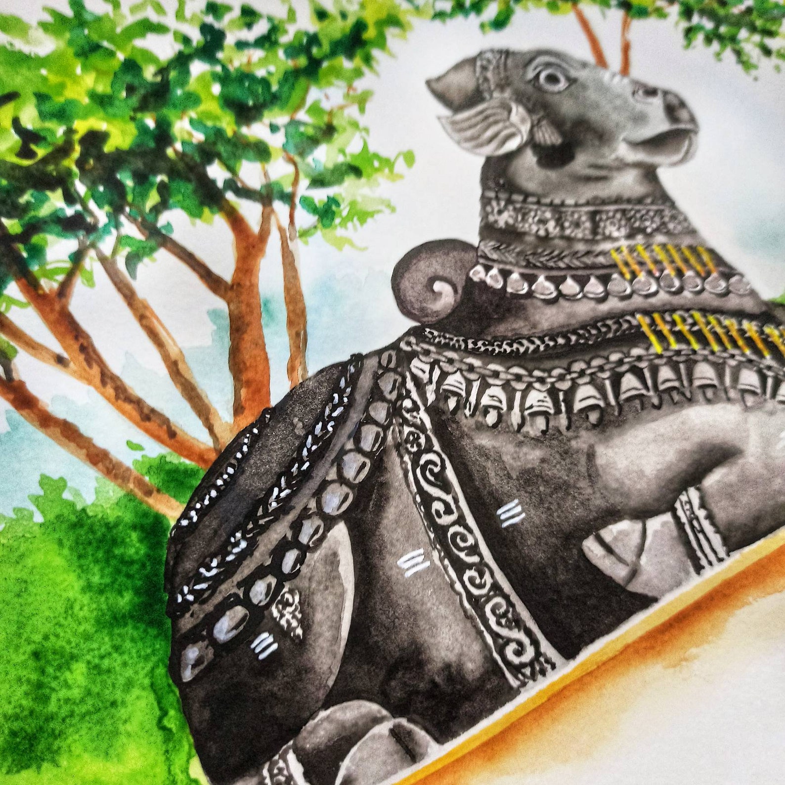 Karnataka Wall Art, Kannada Art, South Indian Decor, Mysore Painting