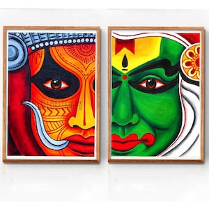 Kathakali Theyyam Painting: Original South Indian Acrylic Art