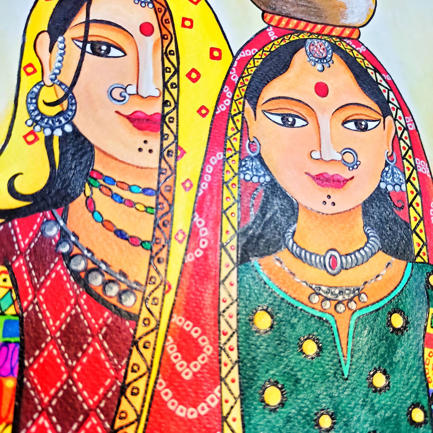 Buy Rajasthani Women Painting, Rajasthani Canvas Painting, Gujarati