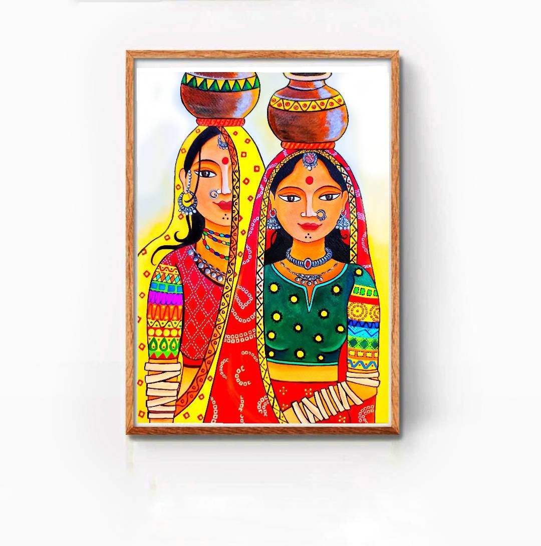 Buy Rajasthani Women Painting, Rajasthani Canvas Painting, Gujarati