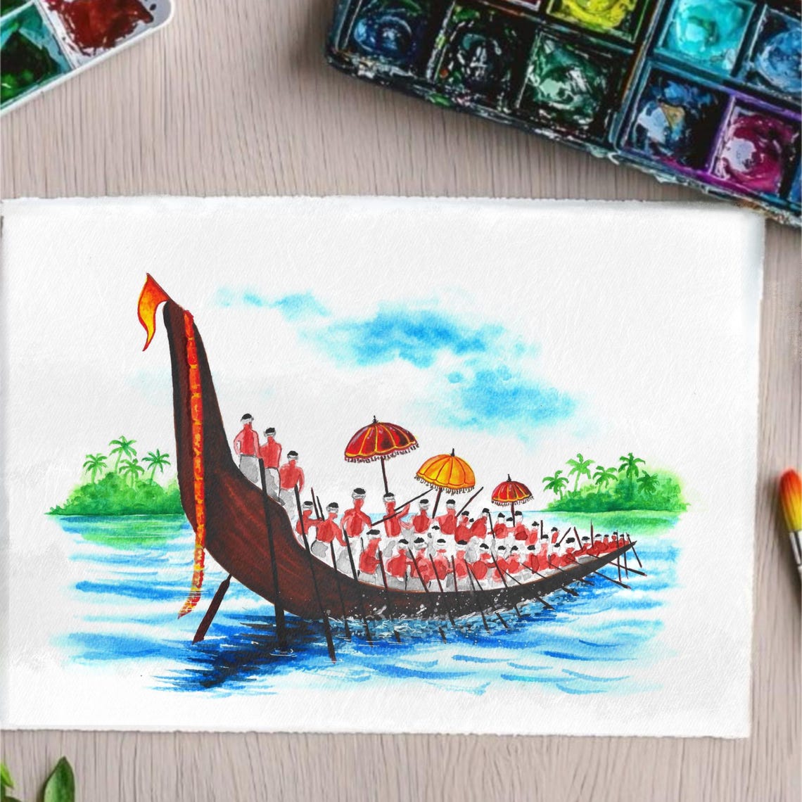 Kerala Onam Painting, South Indian Art, Vallamkali Boat Race, Kerala ...