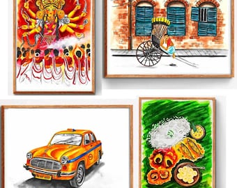 Original Durga Painting: Kolkata Wall Art, Bengali Home Decor