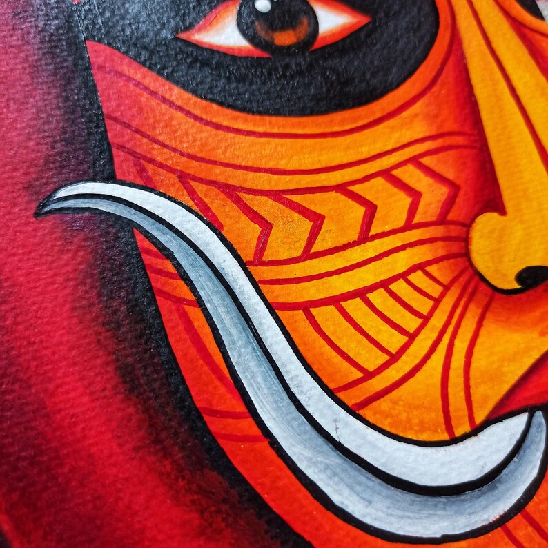 Kathakali Theyyam Painting, South Indian Painting, Malayalam Wall Decor