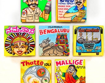 Handmade Bangalore Art Coasters: South Indian Decor