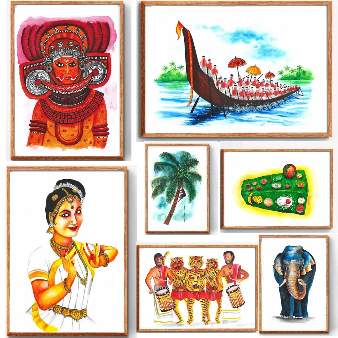 Kerala Art South Indian Decor Malayalam Decor Onam Wall Etsy