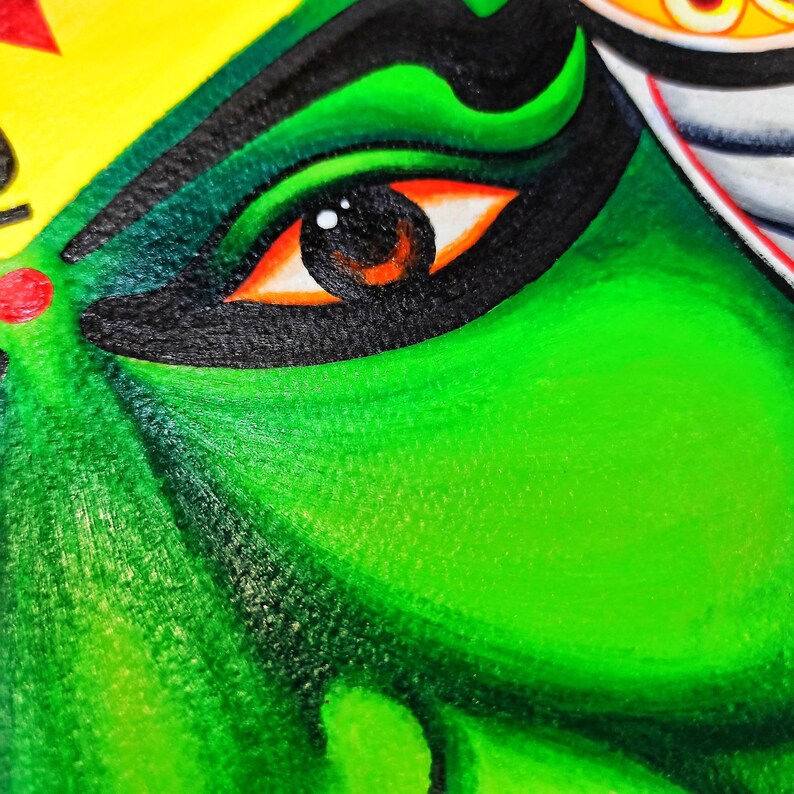 Kathakali Theyyam Painting, South Indian Painting, Malayalam Wall Decor