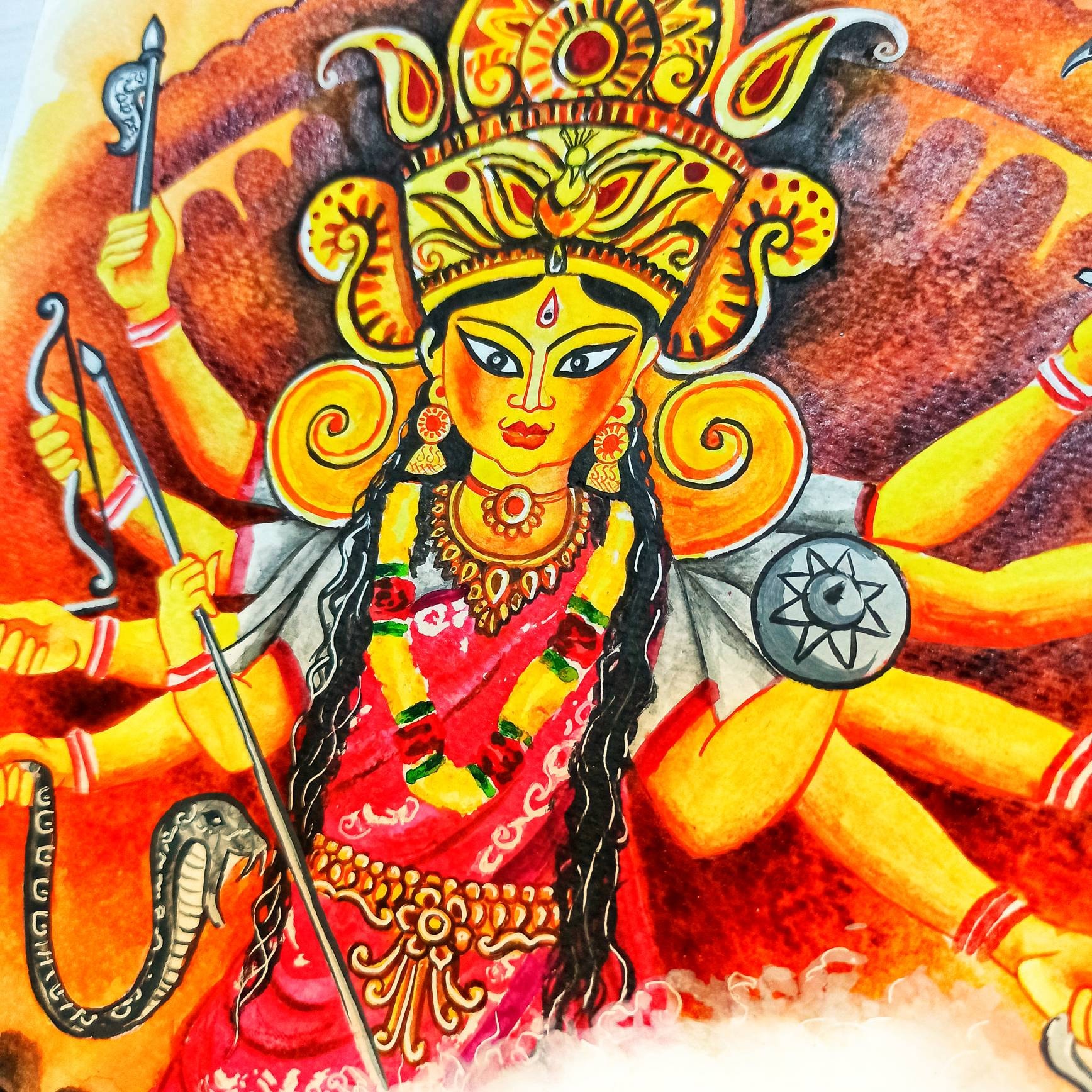 Kolkata Wall Art, Durga Painting, Bengal Wall Art, Durga Puja, Kolkata Painting, Bengali Home