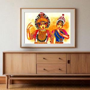 Yakshagana Painting, Karnataka Wall Art, Mysore Painting, South Indian Decor, Bangalore Watercolor